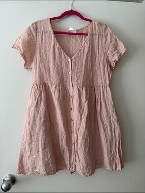 Jillian Harris x Priv Light Pink Button-Front Casual Short-Sleeve Dress